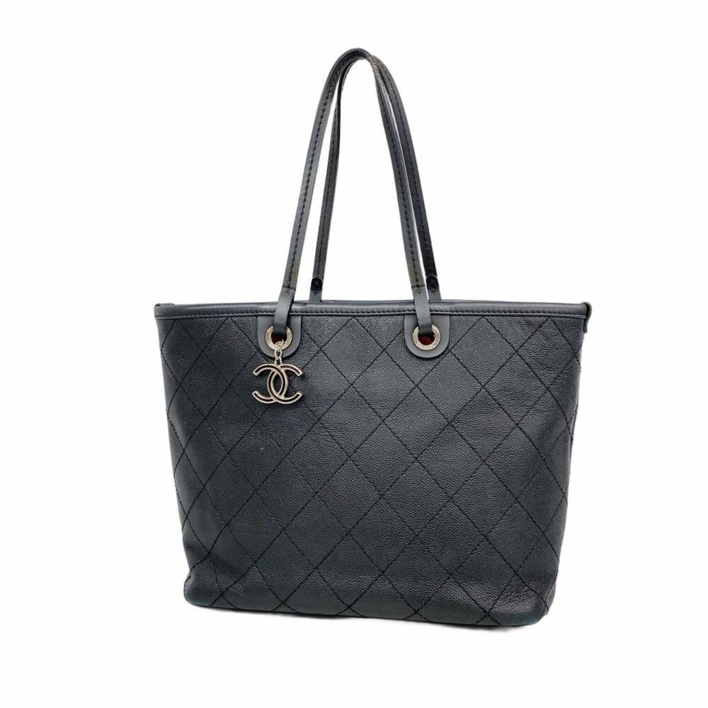 Chanel tote bag, caviar leather, black, women's.